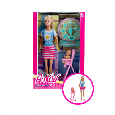 LALKA ANLILY 30 CM. Z KRZESŁEM DLA DZIECKA