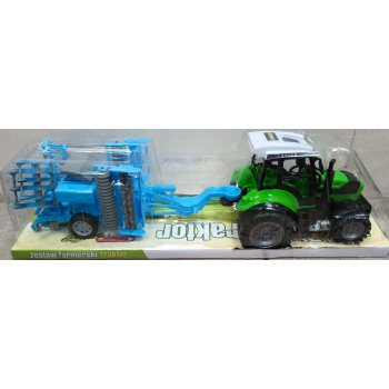 Zabawka duży traktor rolniczy z broną dla chłopca 5888