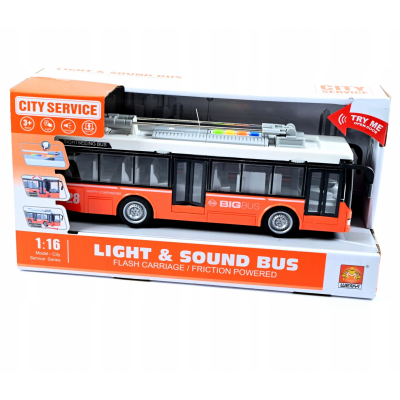 Zabawka autobus trolejbus na baterie światło dźwiek 3503