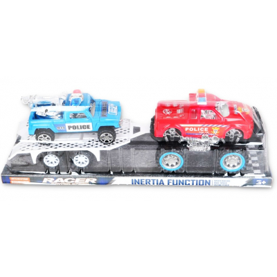 Zabawka samochód  jeep Policja z przyczepą i z autem 0008