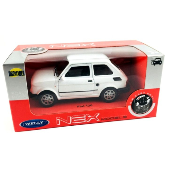 Metalowy model Fiat 126p Welly biały 11 cm