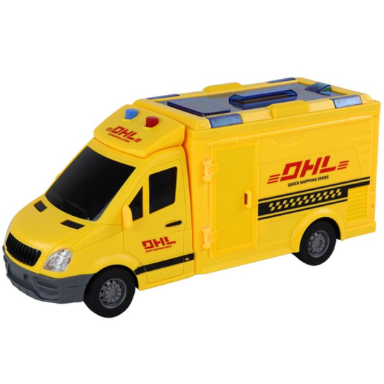 Auto Dostawcze Kurierskie DHL 1:16 Żółte Napęd Frykcyjny Światła Dźwięki