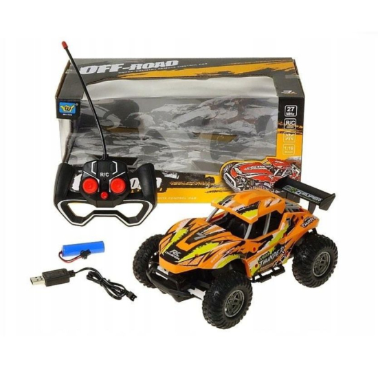 Zestaw RC: samochód terenowy na pilota, kontroler 27 MHz, akumulator i kabel USB