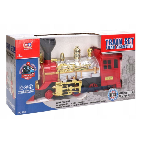 Lokomotywa Parowa z Prawdziwą Parą Wodną – Interaktywny Pociąg z Dźwiękiem i Światłem 27 cm