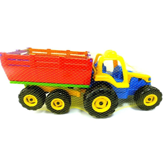 Traktor z dużą przyczepą dla chłopców – zabawka edukacyjna 74 cm, idealna do zabawy na świeżym powietrzu