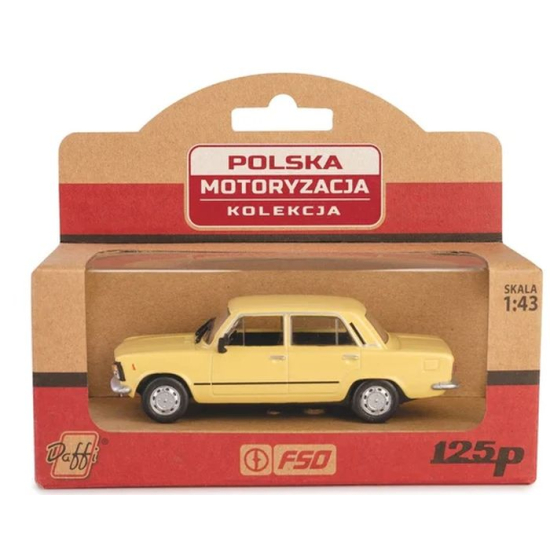 Fiat 125p kremowy – model metalowy 1:43 Daffi w opakowaniu