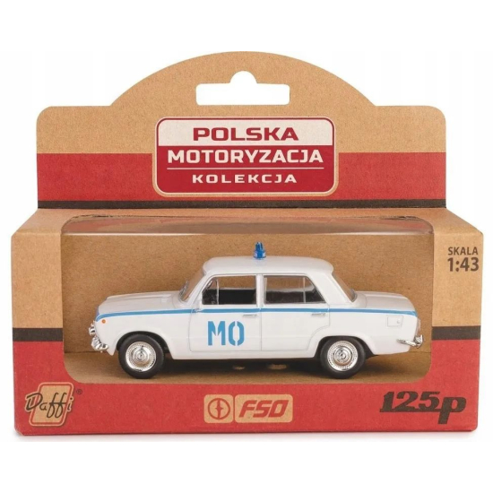 Metalowy model Fiat 125p Milicja Obywatelska MO PRL w opakowaniu