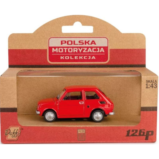 Fiat 126p Maluch czerwony – model metalowy 1:43 Daffi w opakowaniu
