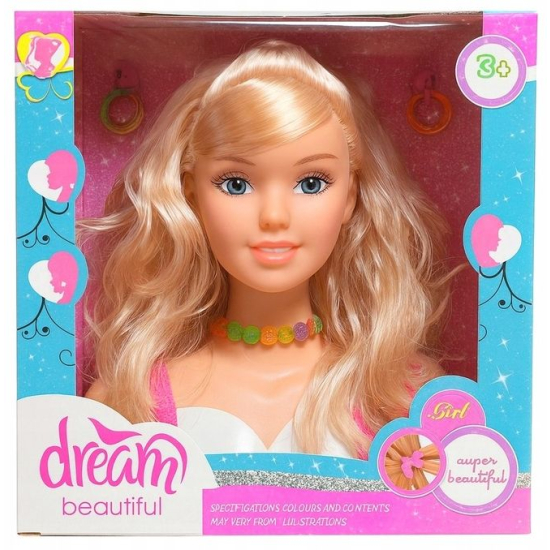 Lalka głowa do czesania i stylizacji z akcesoriami