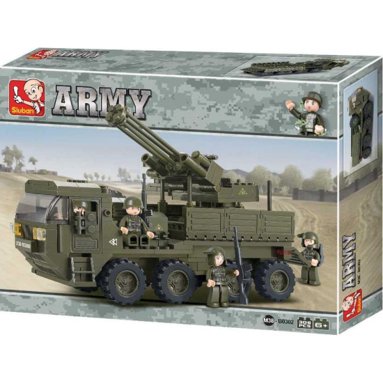 Klocki Sluban b0302 ciężarówka wojskowa z działem 306 el.