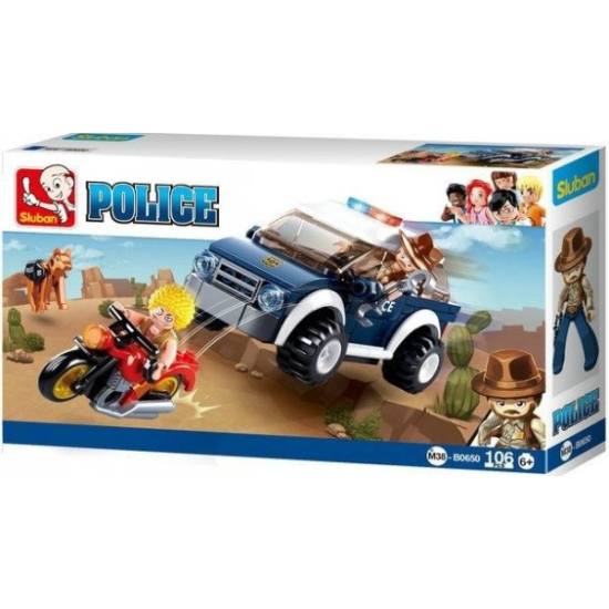 Klocki Sluban B0650 samochód policyjny i motor