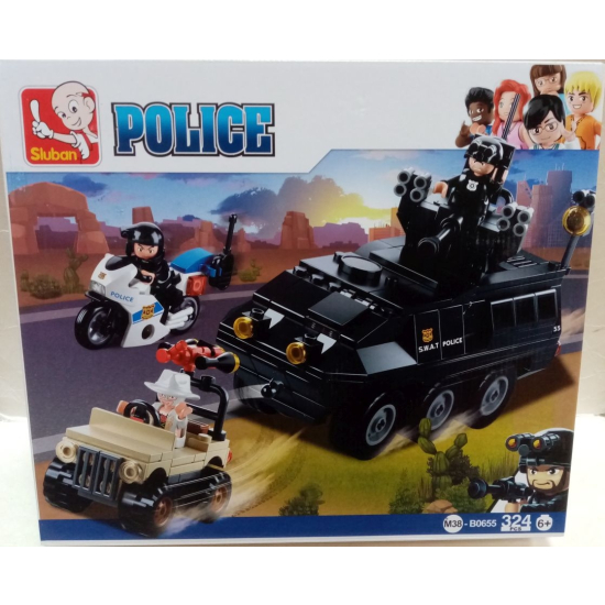 Zestaw klocków Sluban Police SWAT – pojazdy opancerzone i figurki