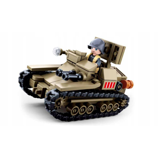 Sluban Army WWII – zbudowany model czołgu z żołnierzem, klocki 183 el., 6+