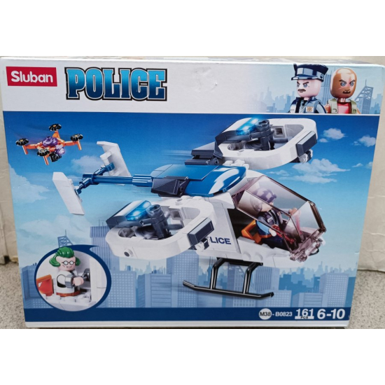 Zestaw Sluban B0823 – Policyjny helikopter i dron z 161 elementów.