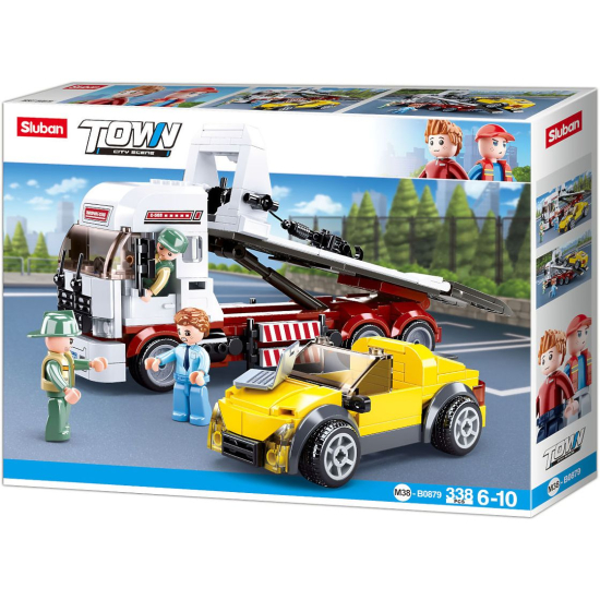 Zestaw klocków Sluban B0879 pomoc drogowa – ciężarówka, żółty samochód i figurki
