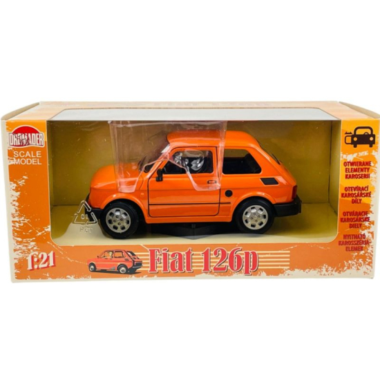 Kolekcjonerski model samochodu Fiat 126p Maluch w skali 1:21 Welly Dromader w oryginalnym kartonowym opakowaniu