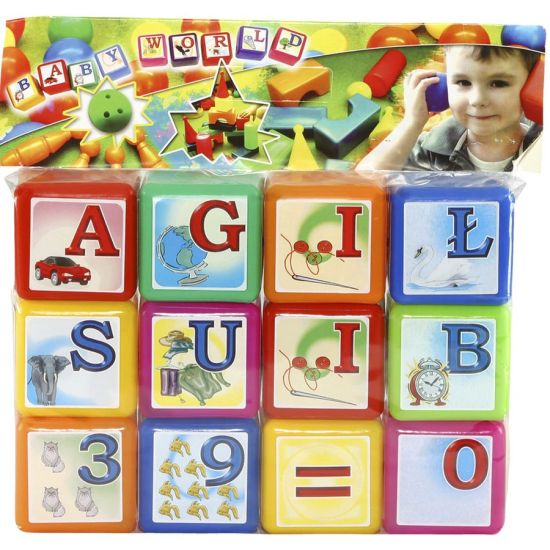 Kolorowe klocki alfabet dla dzieci miękki plastik 12 el.Mej-Pol 5128