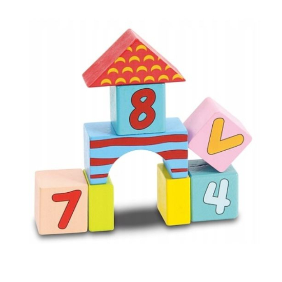 Drewniane klocki w różnych kształtach i kolorach