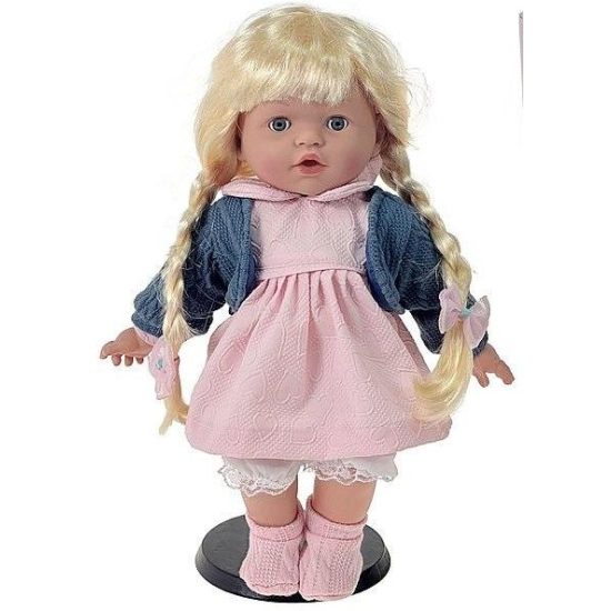Lalka bobas 40 cm jak żywa w różowej sukience – zamykane oczy