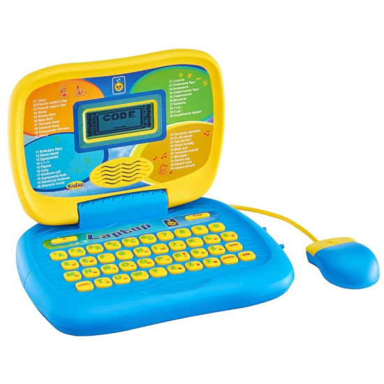 Ekran LCD edukacyjnego laptopa dla dzieci z widoczną animacją i panelem gier