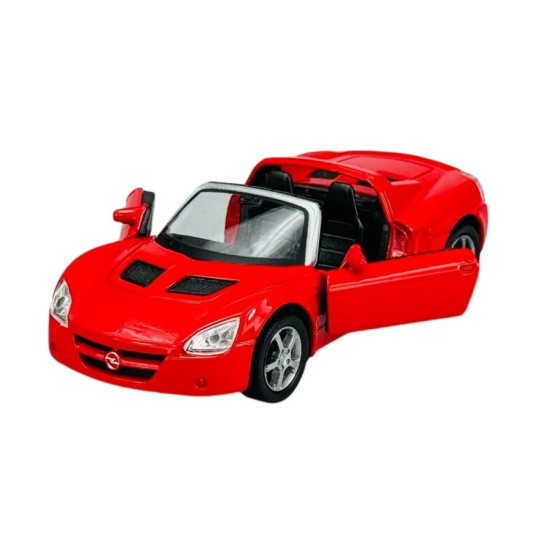 Opel Speedster 2001 Welly czerwony – metalowy model auta z otwartymi drzwiami