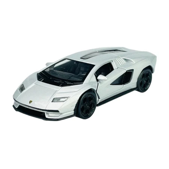 Metalowy model Lamborghini Countach LPI 800-4 Welly w skali 1:34, kolor srebrny – widok z boku.