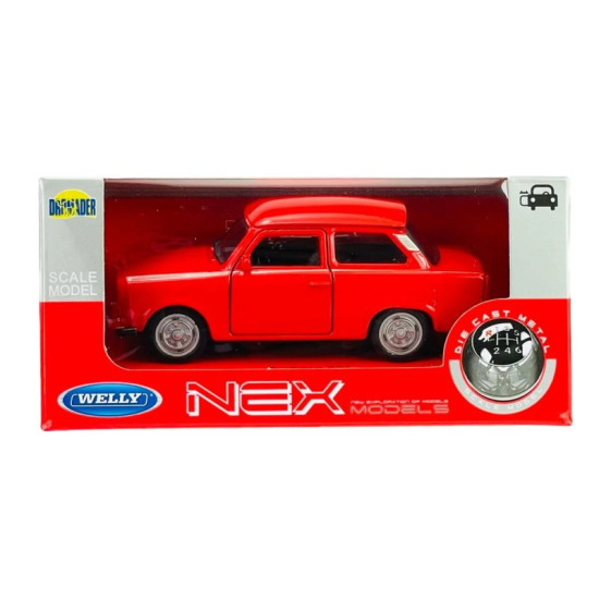 Trabant 601 Welly 1:34 czerwony – metalowy model PRL