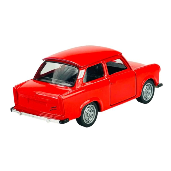 Czerwony Trabant 601 PRL – samochodzik metalowy z gumowymi oponami