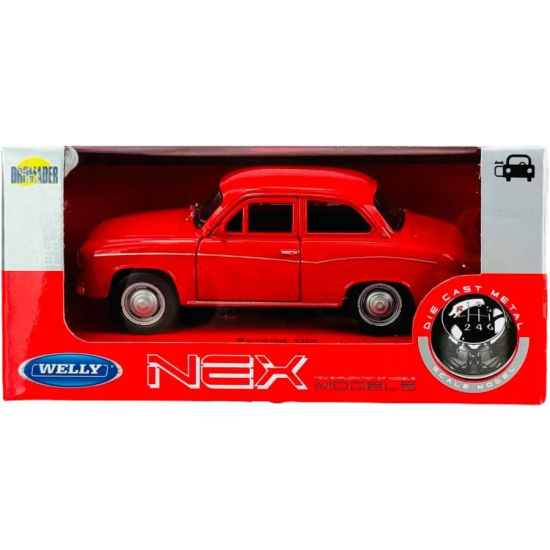 FSM Syrena 105 WELLY 1:39 model metalowy czerwony – widok z przodu