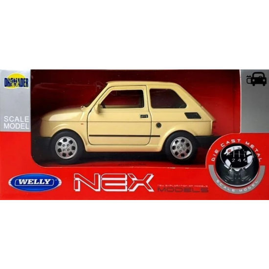 Miniatura Fiat 126p Maluch Welly beżowy metalowy model kolekcjonerski