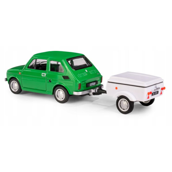 Fiat 126p z przyczepą Niewiadów miniatura kolekcjonerska tył