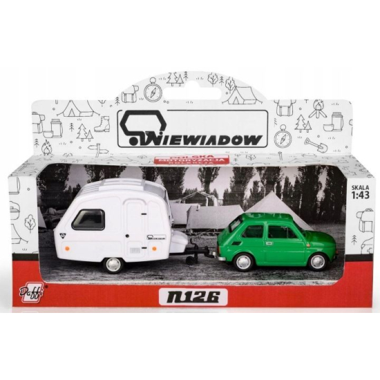 Fiat 126p z przyczepą Niewiadów model 1 43 zielony