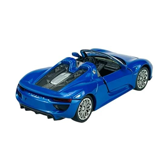 Miniatura Porsche 918 Spyder Welly niebieska widok z tyłu detal