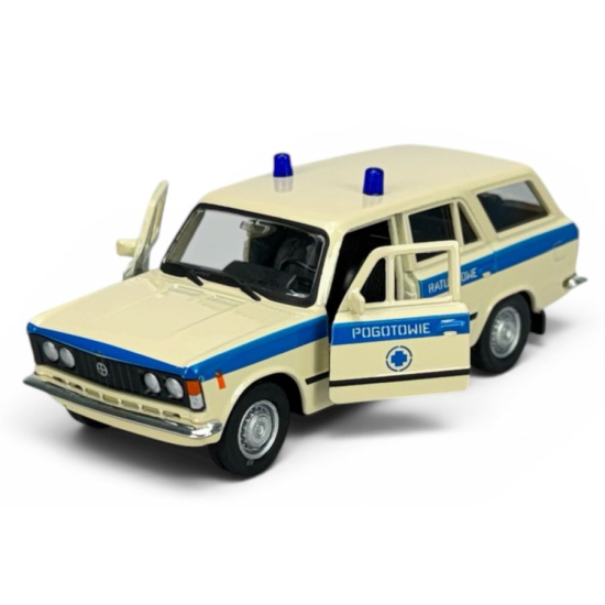 Samochód zabawka Fiat 125p Pogotowie Ratunkowe Welly z otwartymi drzwiami