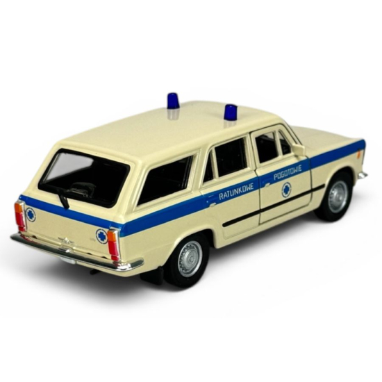 Tył i bok metalowego modelu kolekcjonerskiego Fiat 125p Kombi