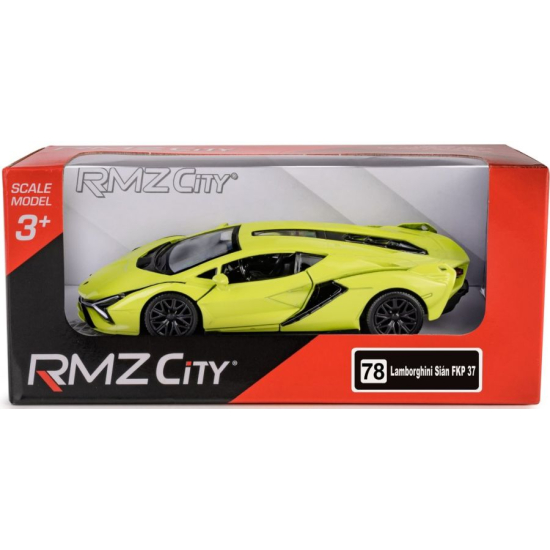 Metalowy model Lamborghini Sián FKP 37 RMZ City skala 1:39 w oryginalnym czerwonym pudełku z witryną