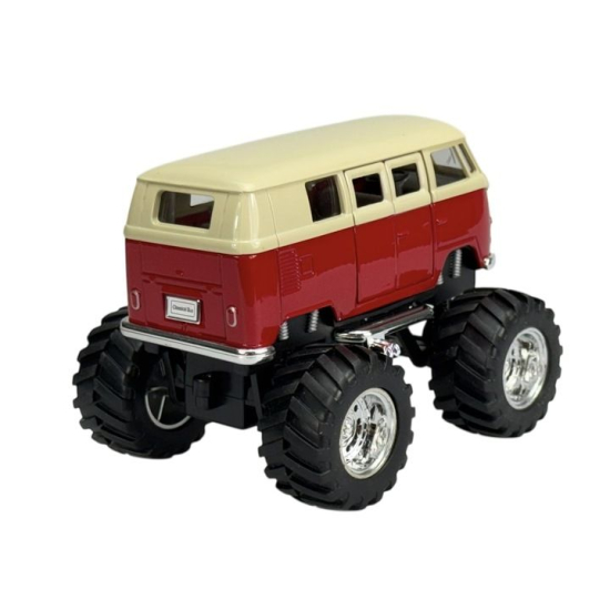 Model samochodu Volkswagen T1 Bus Monster Truck Welly z otwieranymi drzwiami i dużymi kołami
