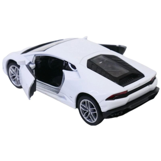 Miniatura Lamborghini Huracan Coupe Welly biała widok z tyłu detal