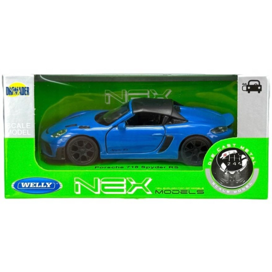 Model Porsche 718 Spyder RS Welly niebieski w opakowaniu NEX Models
