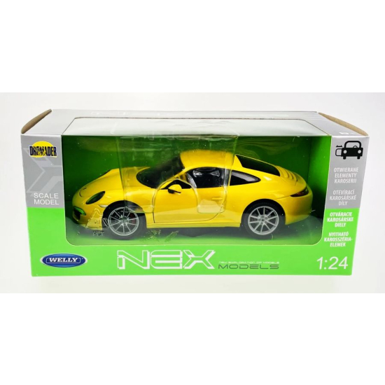 Porsche 911 Carrera S Welly 1:24 żółty model metalowy