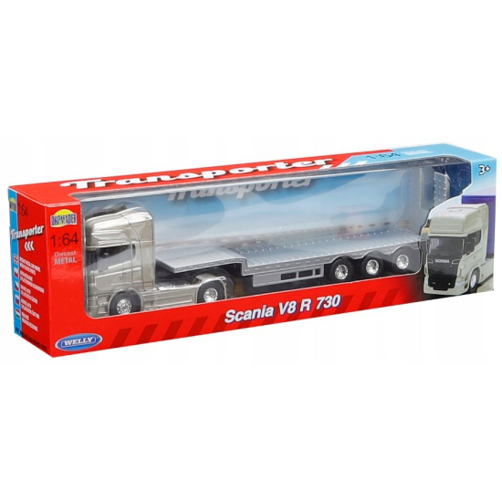 Zestaw Scania R 730 z lawetą – metalowy model w skali 1:64