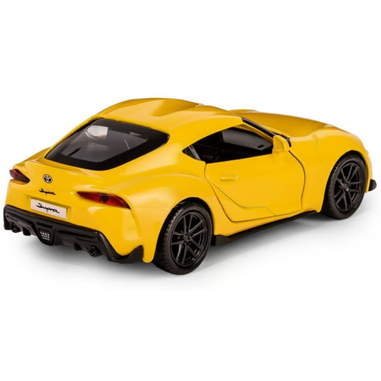 Metalowa Toyota Supra 2020 żółta model z otwieranymi drzwiami