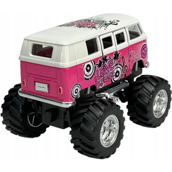 Model kultowego ogórka VW T1 1963 Monster Truck z chromowanymi felgami i napisem Classical Bus tył