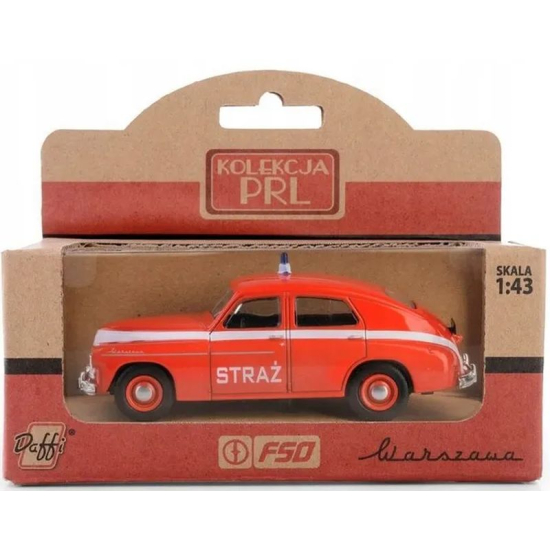 Metalowy model Warszawa M-20 Straż Pożarna skala 1:43 widok z przodu