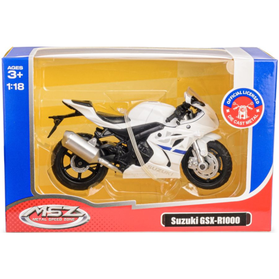 Model motocykla Suzuki GSX-R1000 biały skala 1:18 MSZ