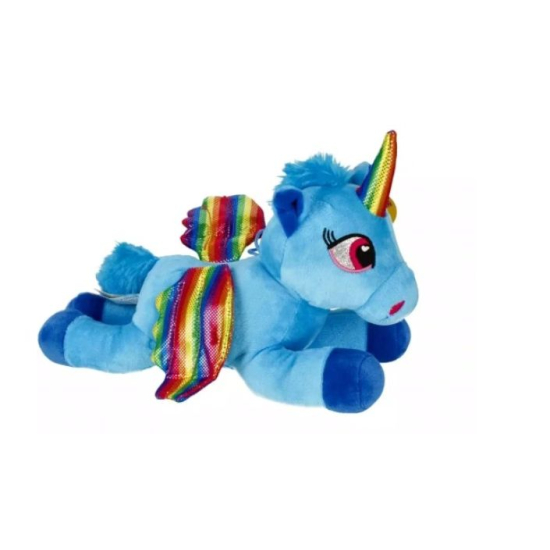 Pluszowy jednorożec z teczowymi skrzydłami i rogiem – maskotka dla dziewczynki 32 cm