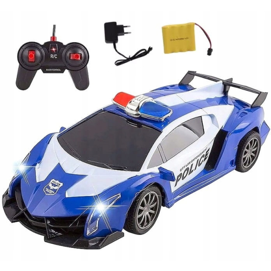 Radiowóz Zdalnie Sterowany dla Dzieci 3+ – Auto RC Policja z Pilotem i Światłem 7459