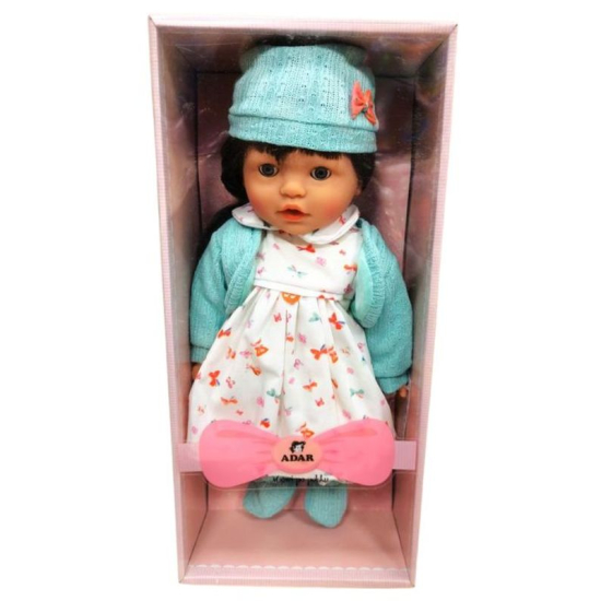 Interaktywna lalka dziewczynka ADAR w sukience i czapeczce, mówi i śpiewa po polsku