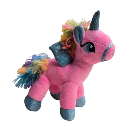 Maskotka jednorożec różowy z błyszczącym rogiem i skrzydłami – pluszak dla dziewczynki