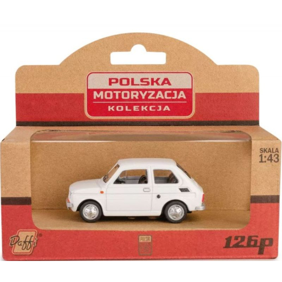 Fiat 126p Maluch biały – model metalowy 1:43 Daffi w opakowaniu